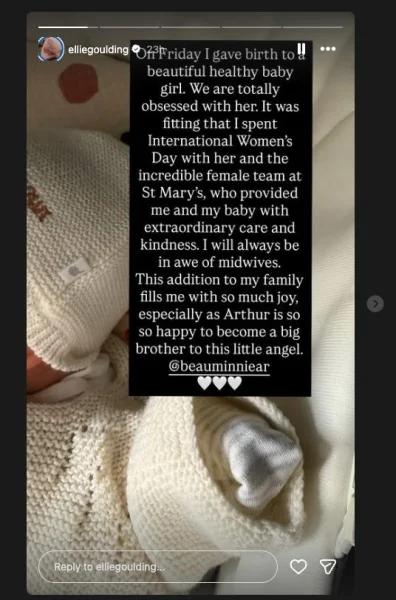 Ellie Goulding announces birth of second child