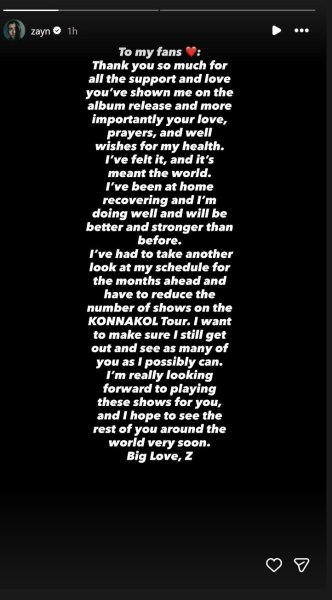 Zayn cancels U.S. tour dates following hospitalization